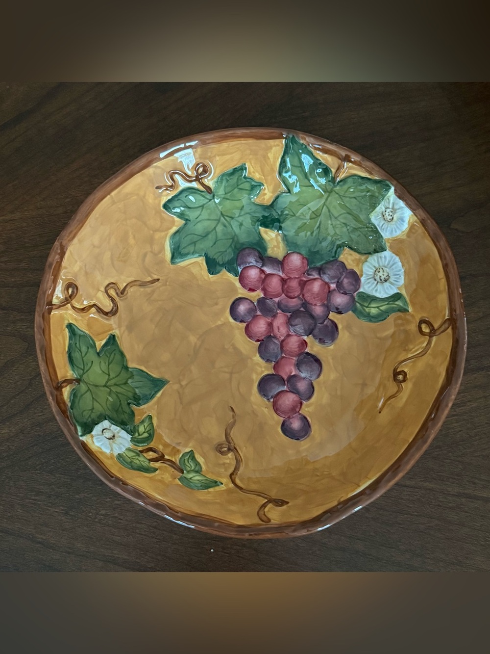 Certified International Vineyard Bowl Vibrant Yellow-Orange Background S. Winget